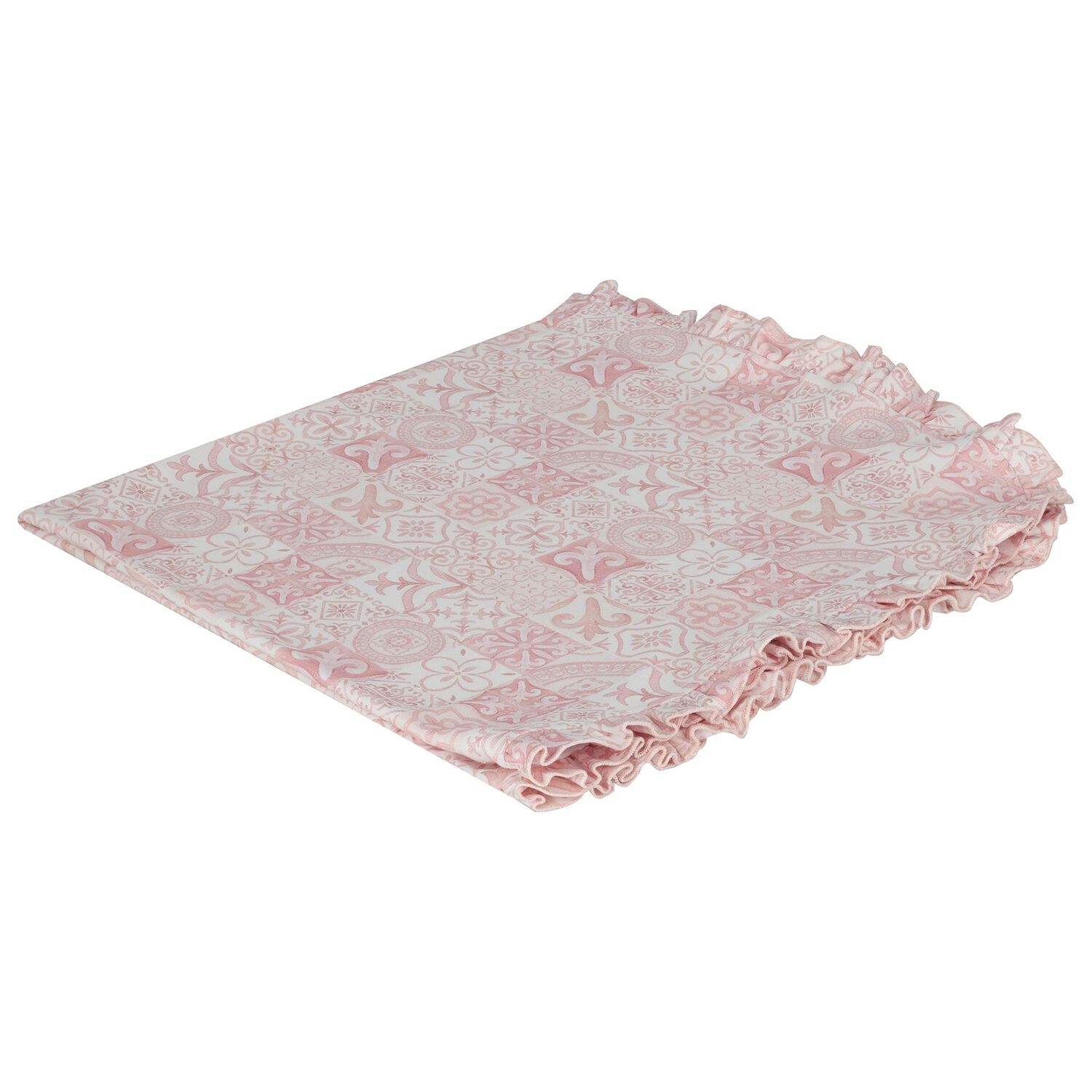 Baby Girls Pink & White Ruffled Blanket, 1, hi-res