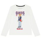 Boys White Teddy Bear Logo Long Sleeve Top, 1, hi-res