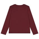 Boys Burgundy Teddy Bear Logo Long Sleeve Top, 2, hi-res