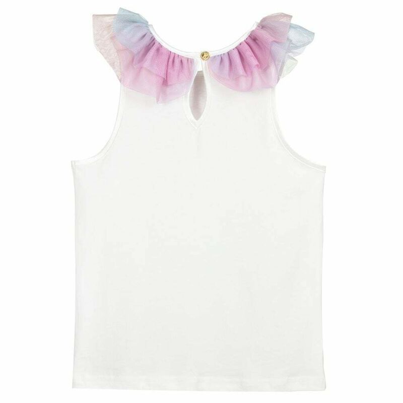 Girls White & Rainbow Tulle Top, 1, hi-res image number null