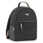 Black Faux Leather Backpack, 1, hi-res
