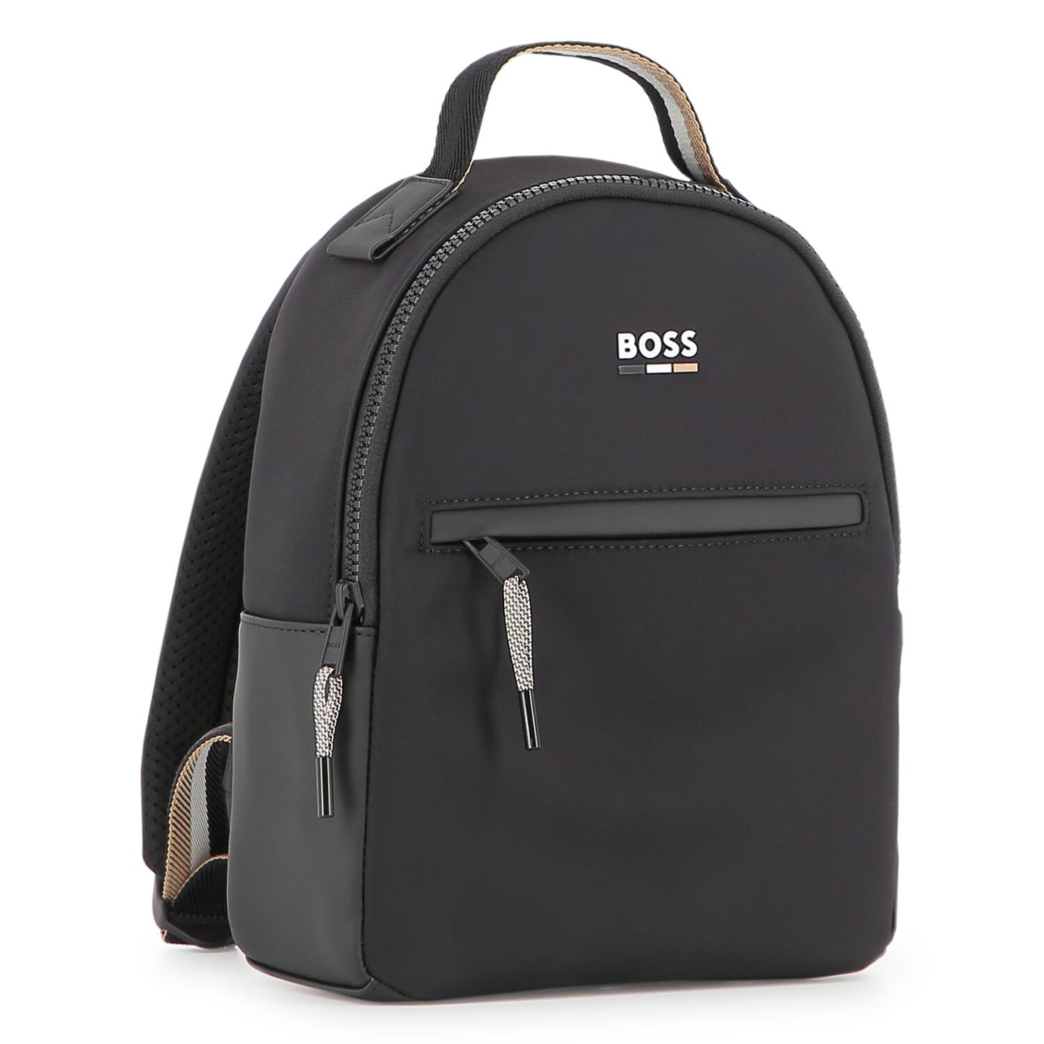 Black Faux Leather Backpack, 1, hi-res