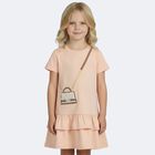 Girls Pink Faux Fur Bag Logo Dress, 2, hi-res