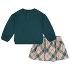Younger Girls Green & Beige Skirt Set, 1, hi-res