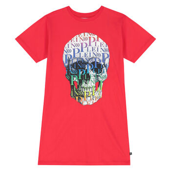 Girls Pink Skull Logo Dress