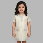 Younger Girls Ivory & Gold Logo Dress, 1, hi-res