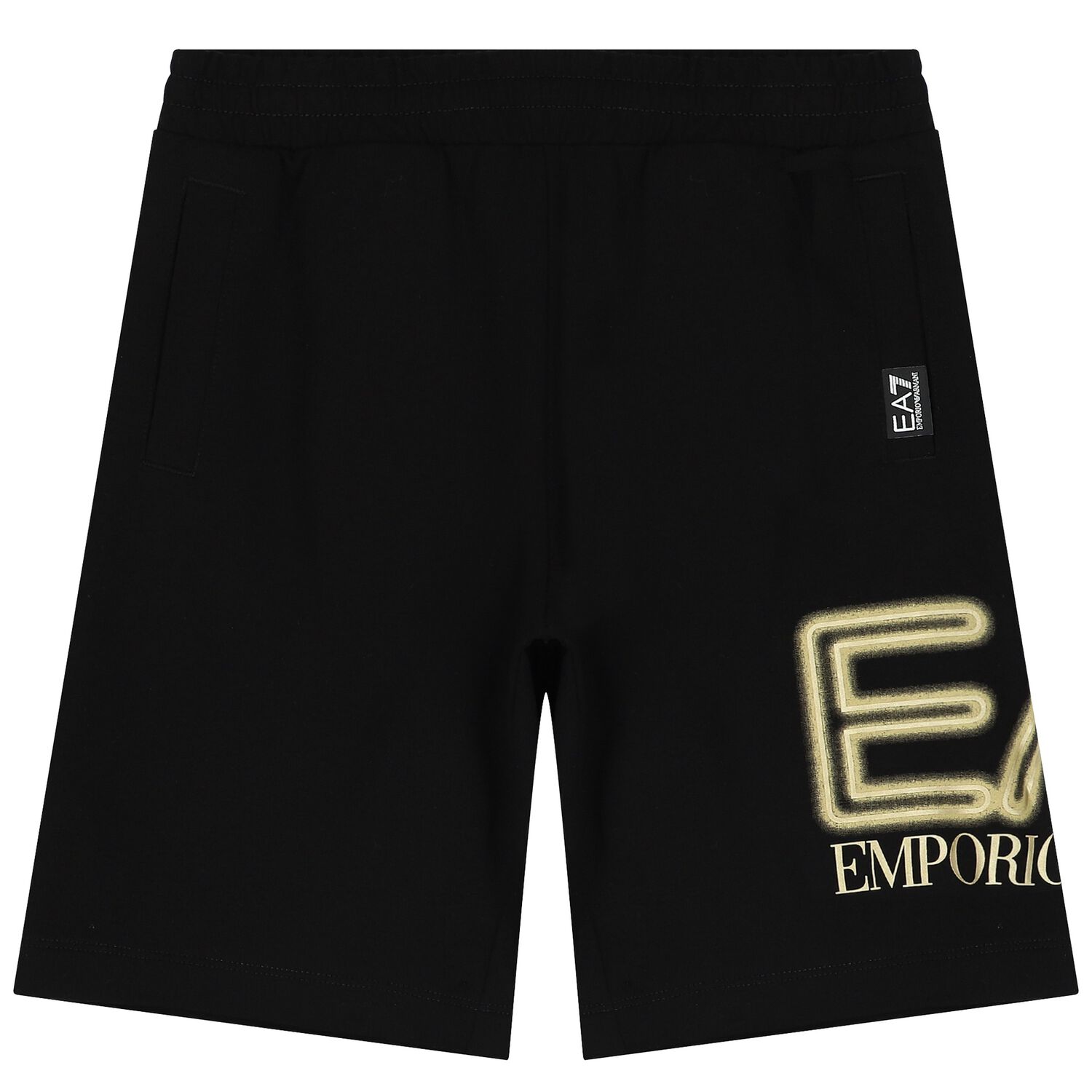 Boys Black Logo Shorts, 1, hi-res