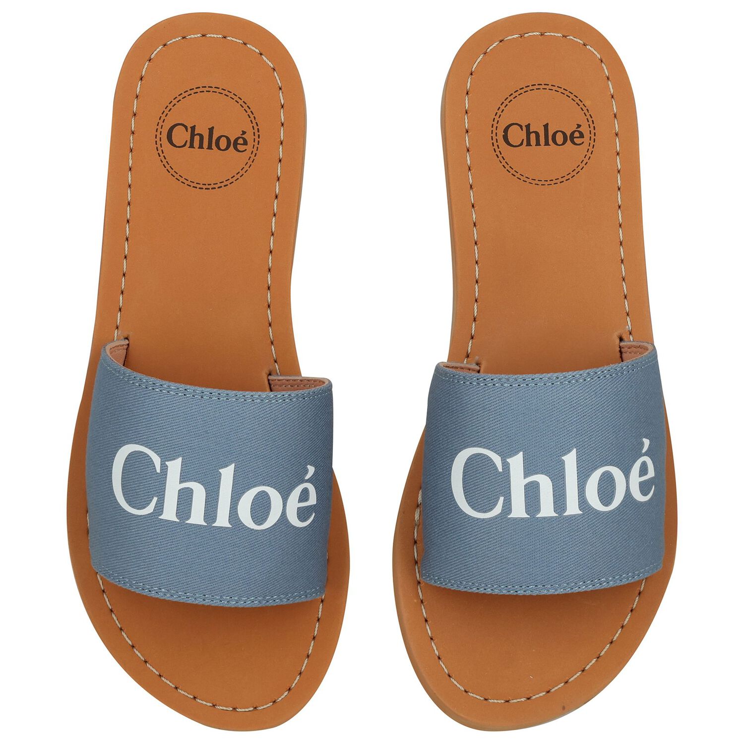 Girls Mini Me Blue & Beige Logo Sliders, 2, hi-res