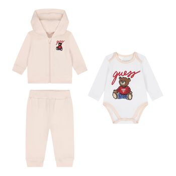 Guess Baby Boys Beige Teddy Bear Tracksuit (3 Piece), 1 Baby Boys Beige Teddy Bear Tracksuit (3 Piece)
