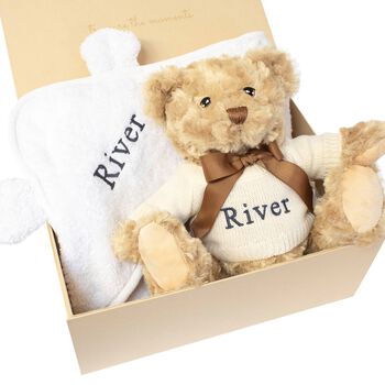 Ivory Personalised Teddy Baby Gift Set