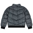 Boys Black & Green Logo Padded Puffer Jacket, 1, hi-res