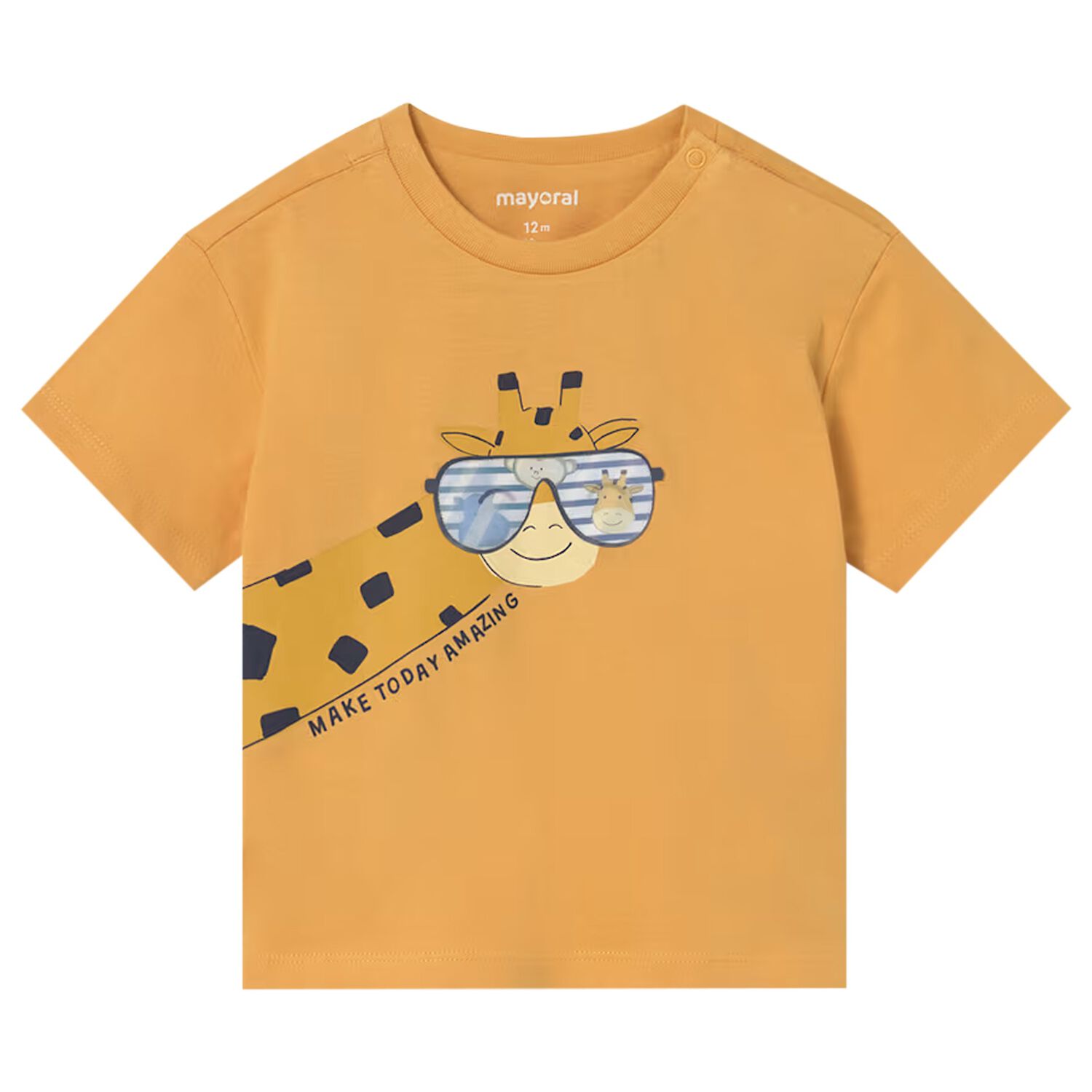 Younger Boys Yellow Giraffe T-Shirt, 1, hi-res
