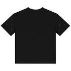 Girls Black Logo Embellished T-Shirt, 1, hi-res