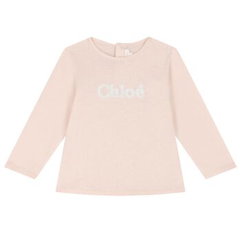 Younger Girls Pink Logo Long Sleeve Top