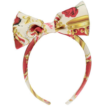 Girls Ivory & Beige Bow Hairband