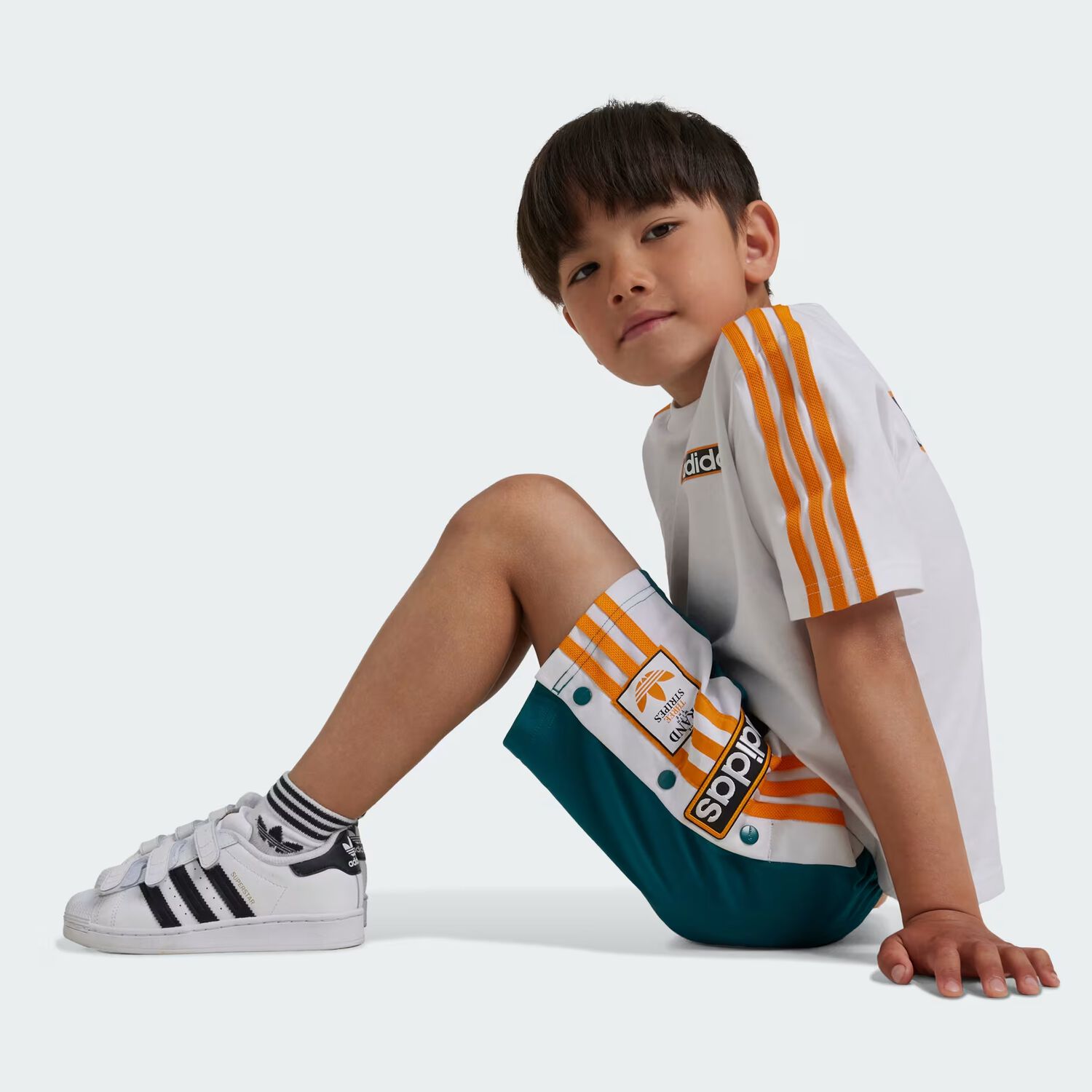 Boys White & Green Logo Shorts Set, 1, hi-res image number null