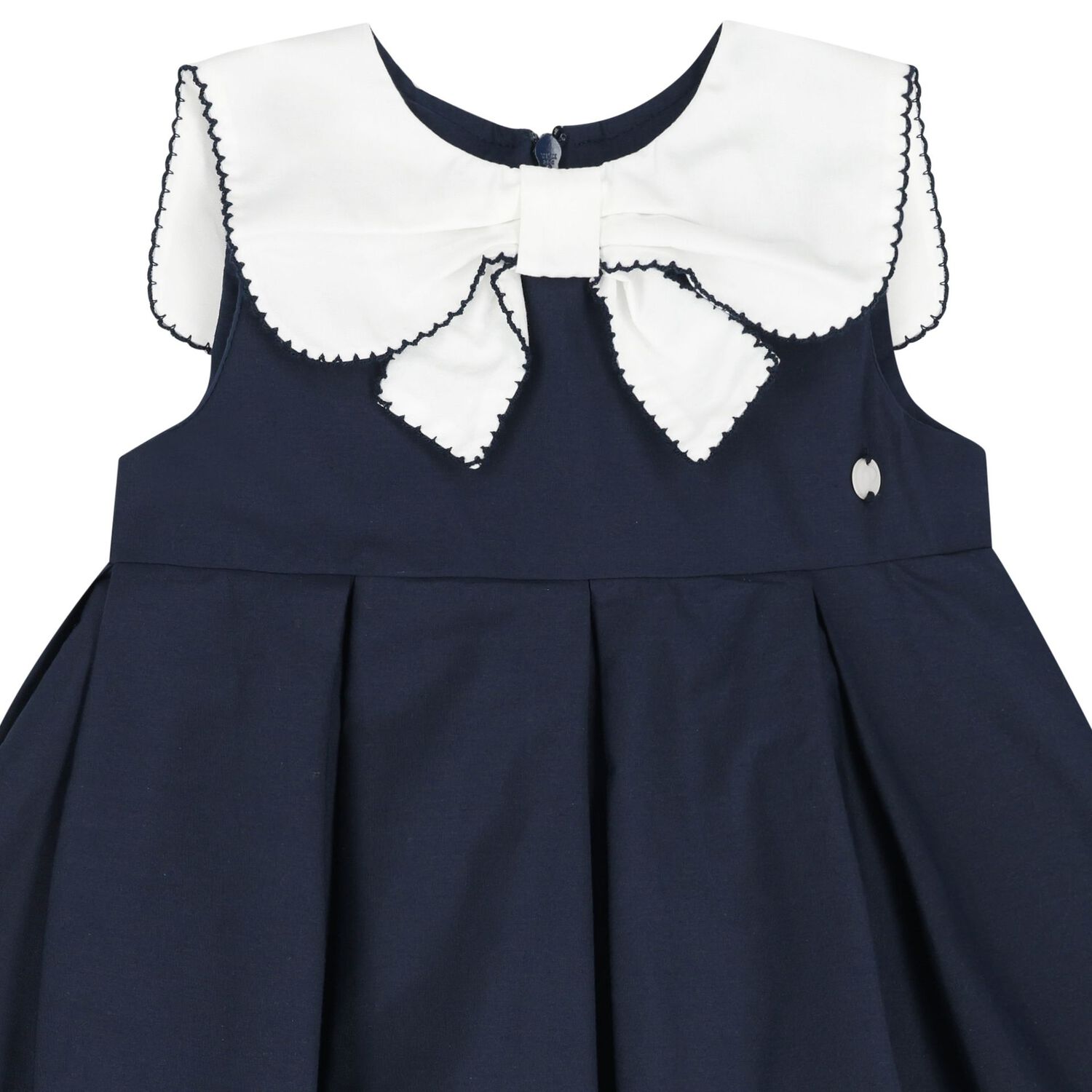 فستان بنات باللون الكحلى والابيض, 2, hi-res