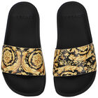 Gold & Black Barocco Sliders, 1, hi-res