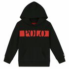 Boys Black Logo Hooded Top, 1, hi-res