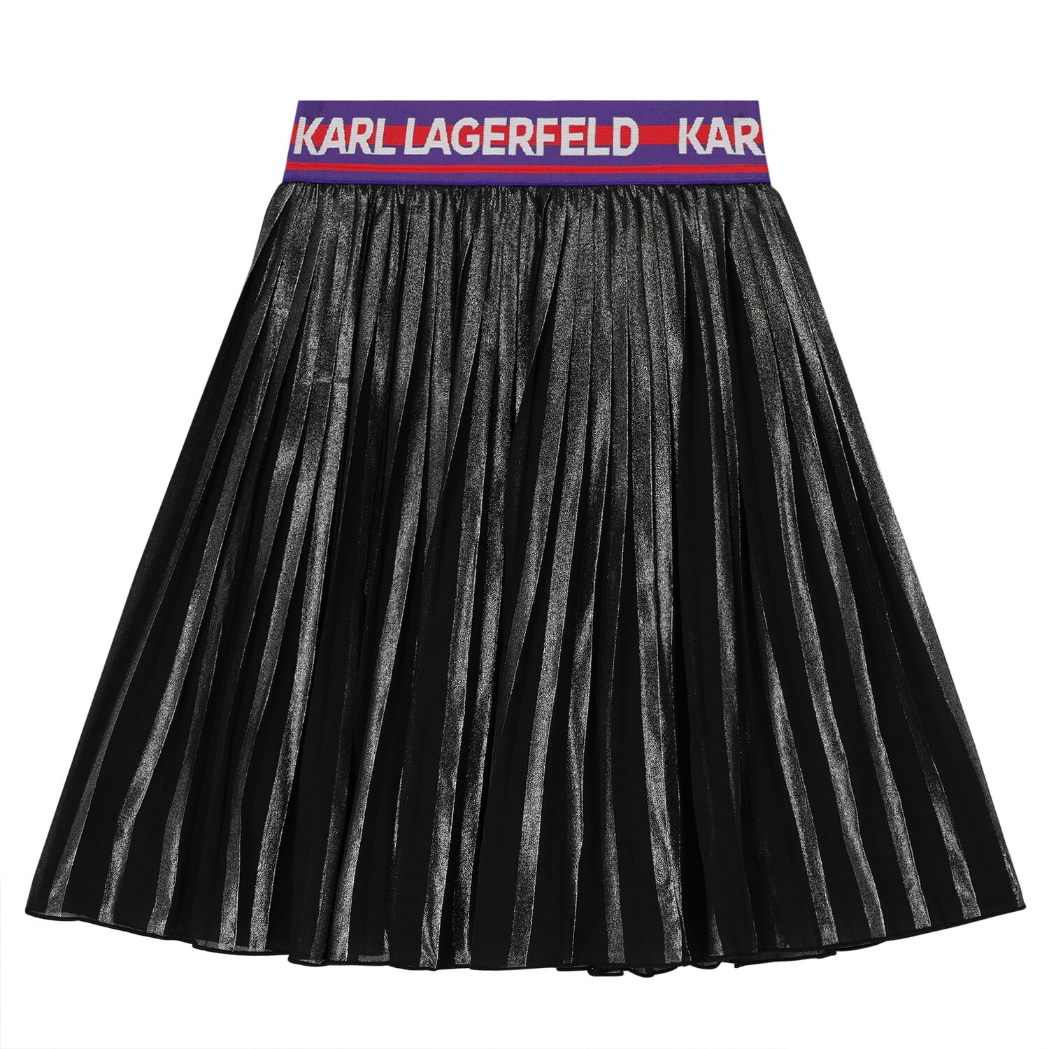 Girls Black Logo Pleated Skirt, 1, hi-res image number null