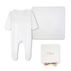 Baby Girls White Broderie Anglaise Babygrow Gift Set, 1, hi-res
