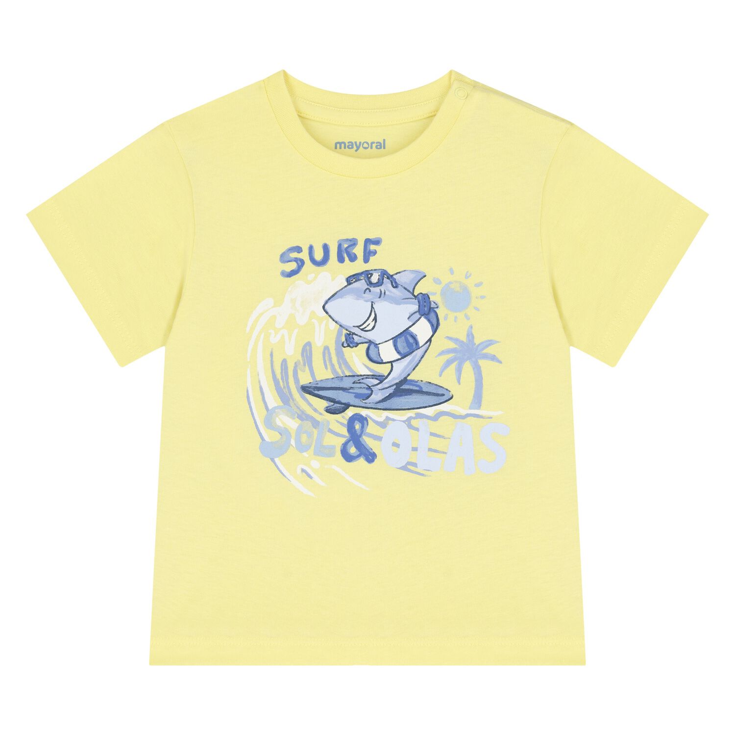 Younger Boys Yellow Shark T-Shirt, 2, hi-res
