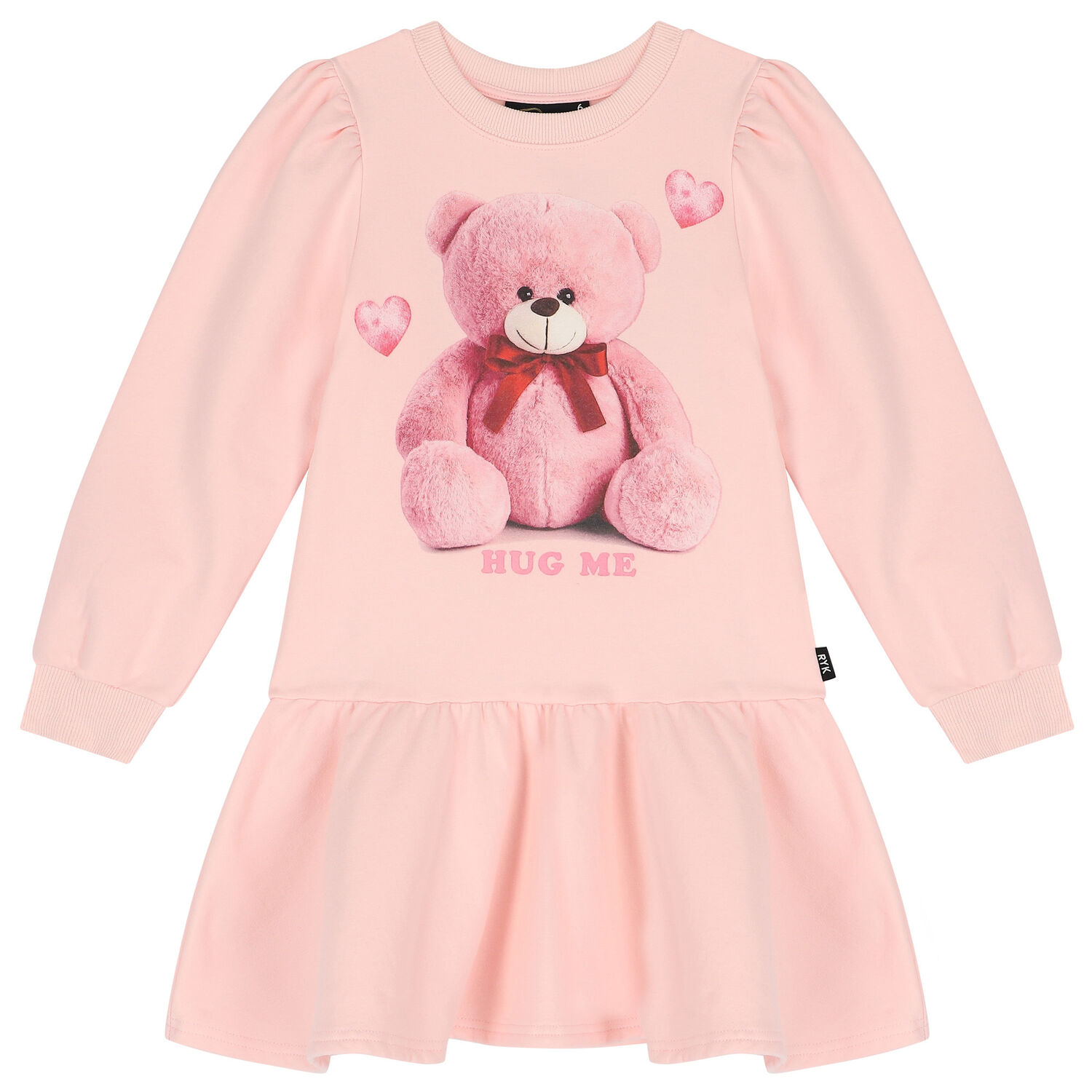 Girls Pink Teddy Bear Dress, 1, hi-res