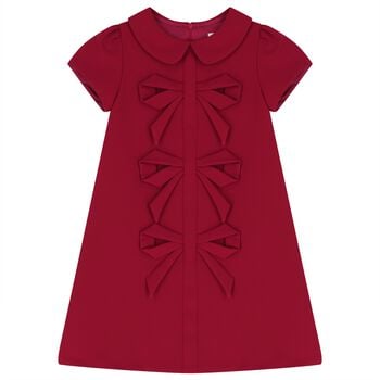 Girls Burgundy Bow Dress