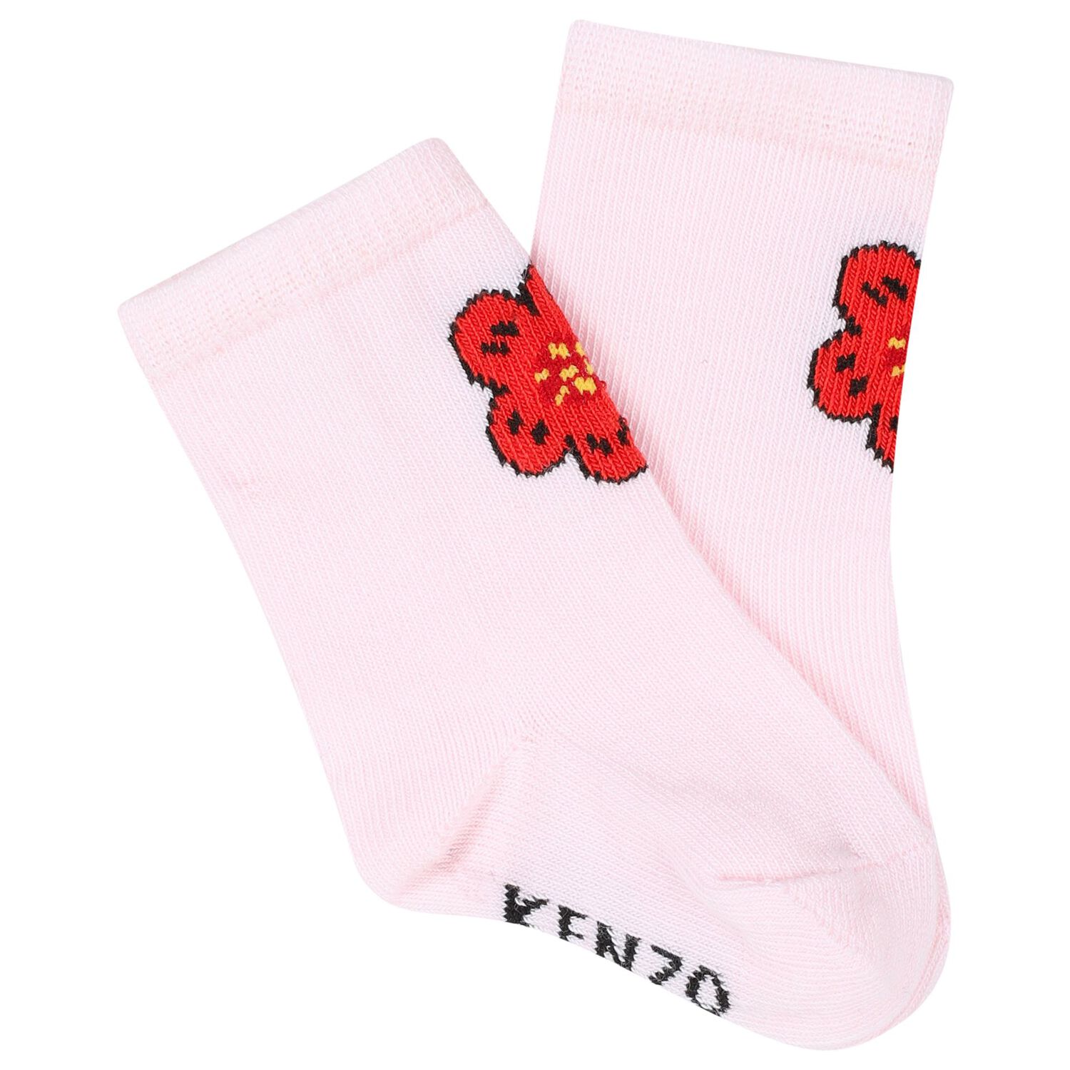 Baby Girls Pink & Ivory Flower Socks ( 2 Pack ), 1, hi-res