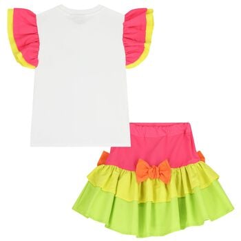 Girls Pink & Green Tiered Skirt Set