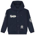 Boys Navy Blue Logo Hooded Top, 1, hi-res