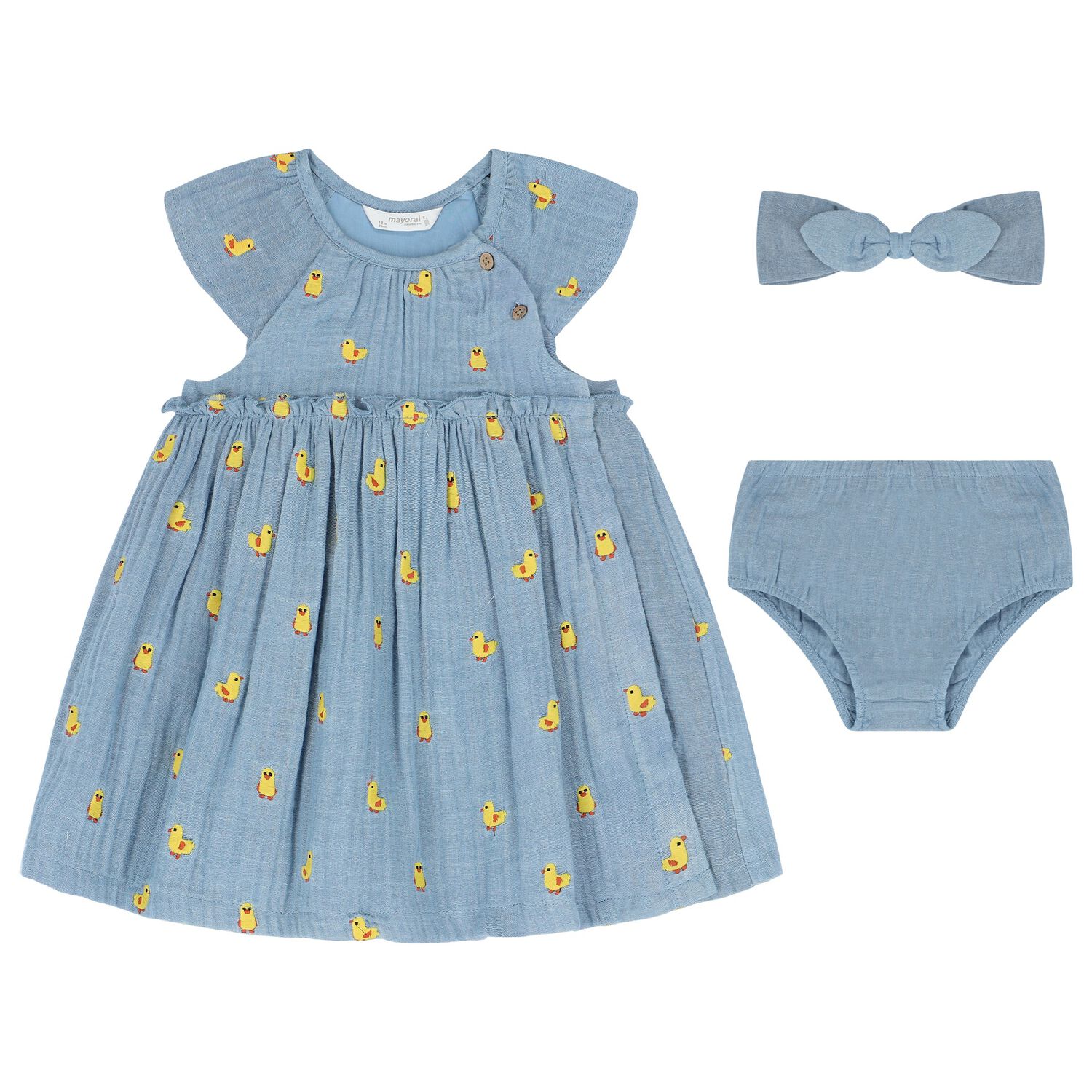 طقم بنات فستان باللون الأزرق, 2, hi-res