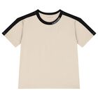 Boys Beige & Black Tape Cotton Jersey T-Shirt, 2, hi-res