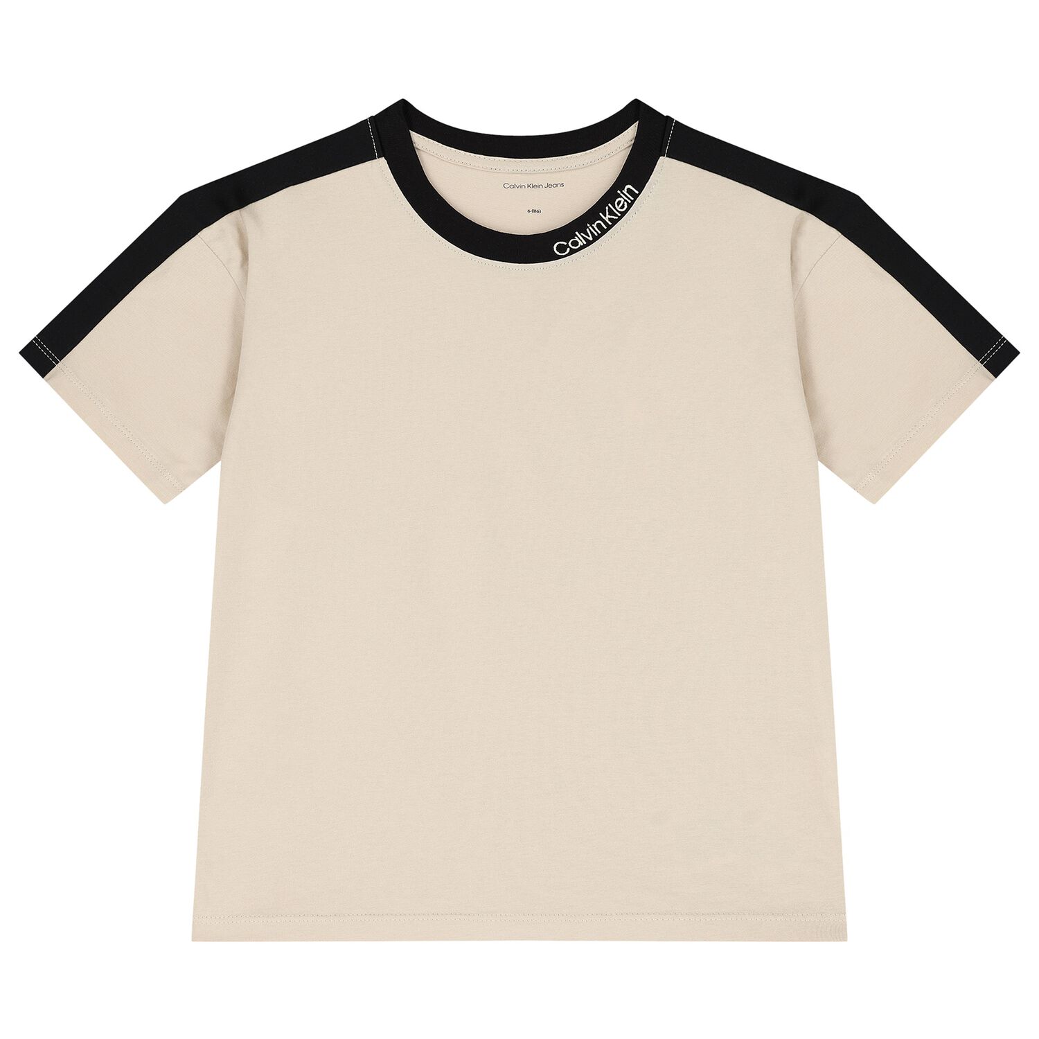 Boys Beige & Black Tape Cotton Jersey T-Shirt, 2, hi-res image number null