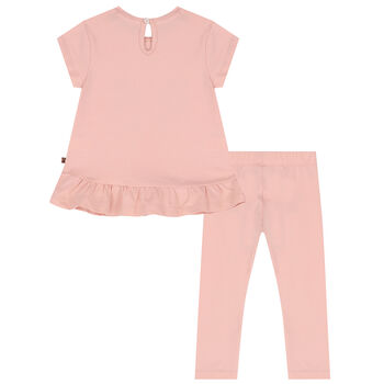 Younger Girls Pink Logo Leggings Set