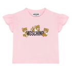 Younger Girls Pink & White Teddy Bear Logo Skirt Set, 1, hi-res