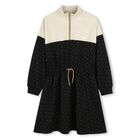 Girls Ivory & Black Logo Dress, 1, hi-res