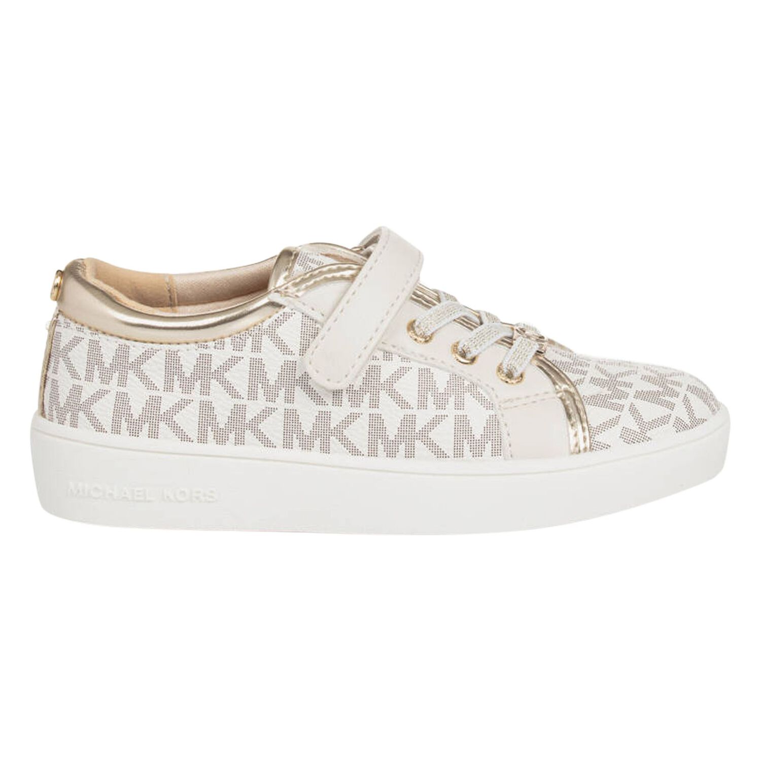 Girls Ivory & Gold Logo Trainers, 1, hi-res image number null