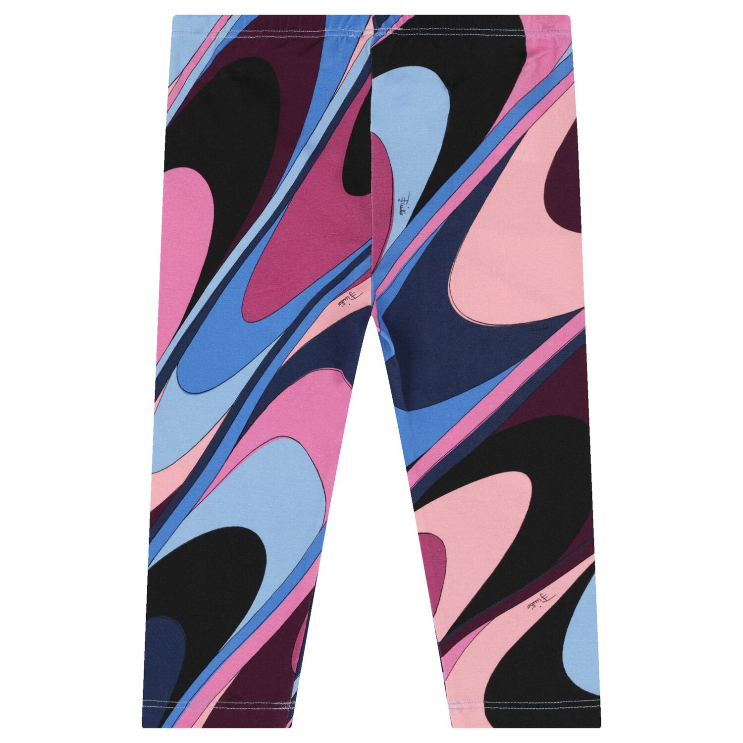 Younger Girls Black, Pink & Purple Onde Leggings, 1, hi-res