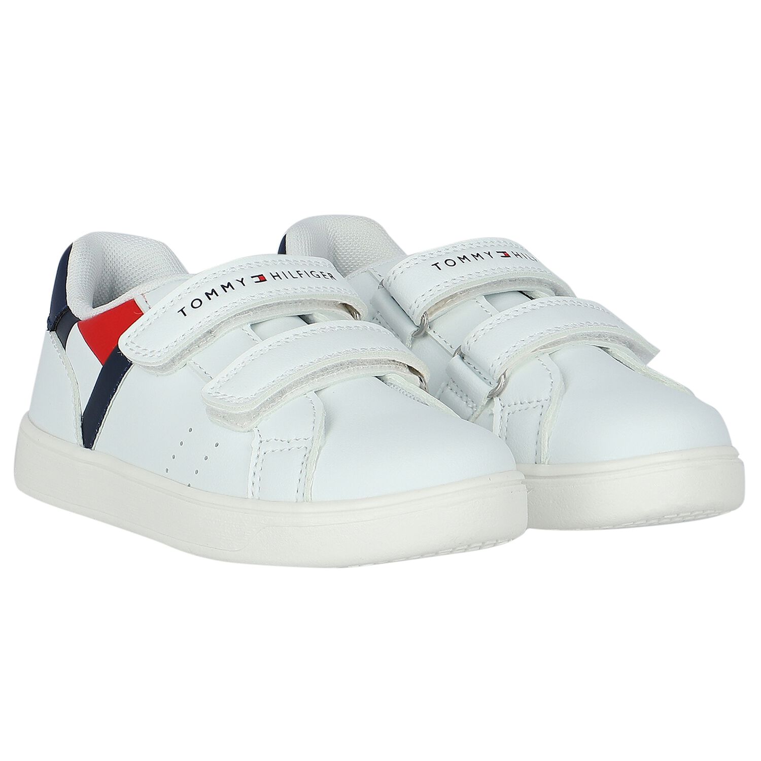 Boys White Logo Trainers, 1, hi-res