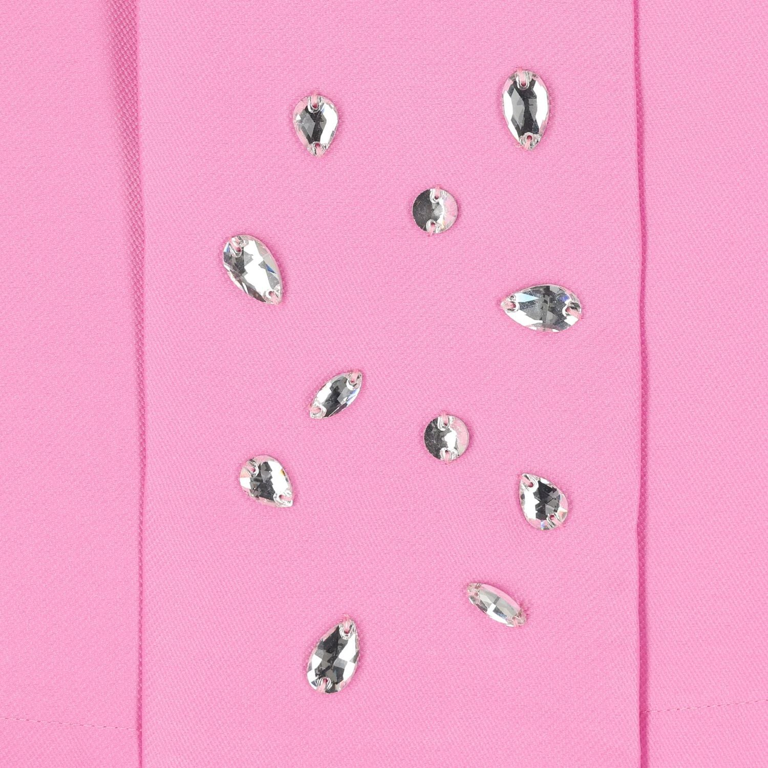 Girls Pink Bow Puff Sleeve Dress, 1, hi-res
