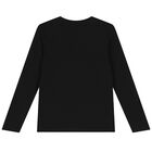 Boys Black Logo Long Sleeve Top, 1, hi-res