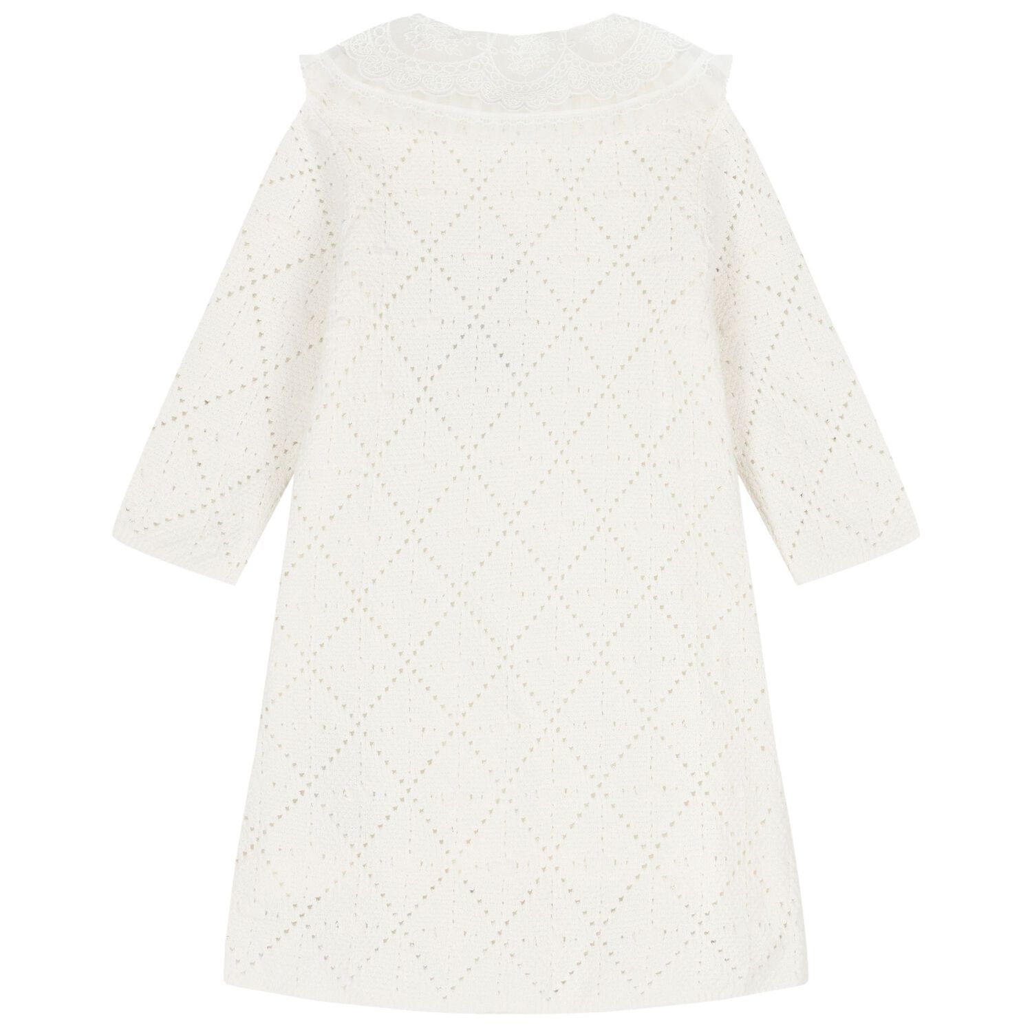 فستان زهري محبوك للبنات باللون الأبيض, 1, hi-res