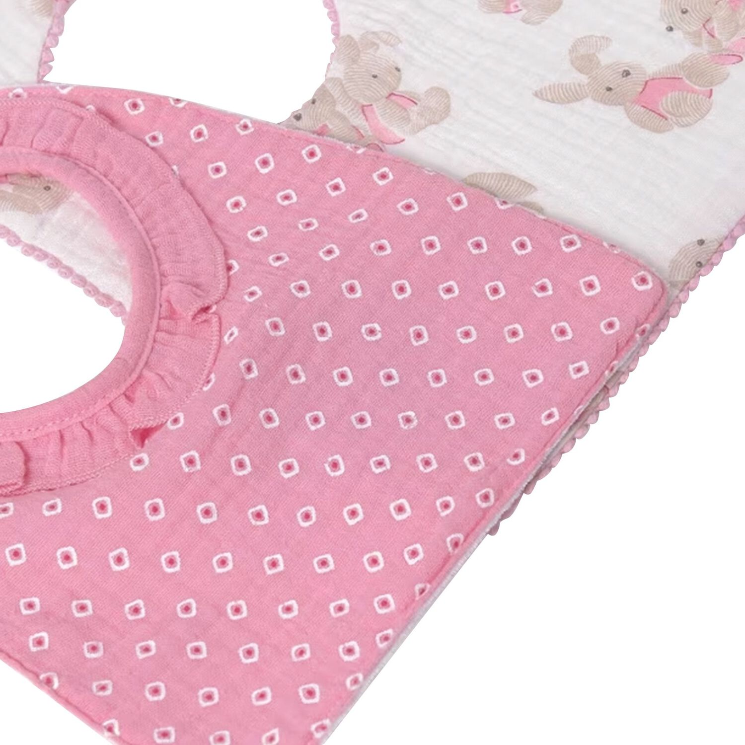 Baby Girls White & Pink Bibs ( 2-Pack ), 2, hi-res