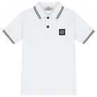 Boys White Logo Polo Shirt, 2, hi-res