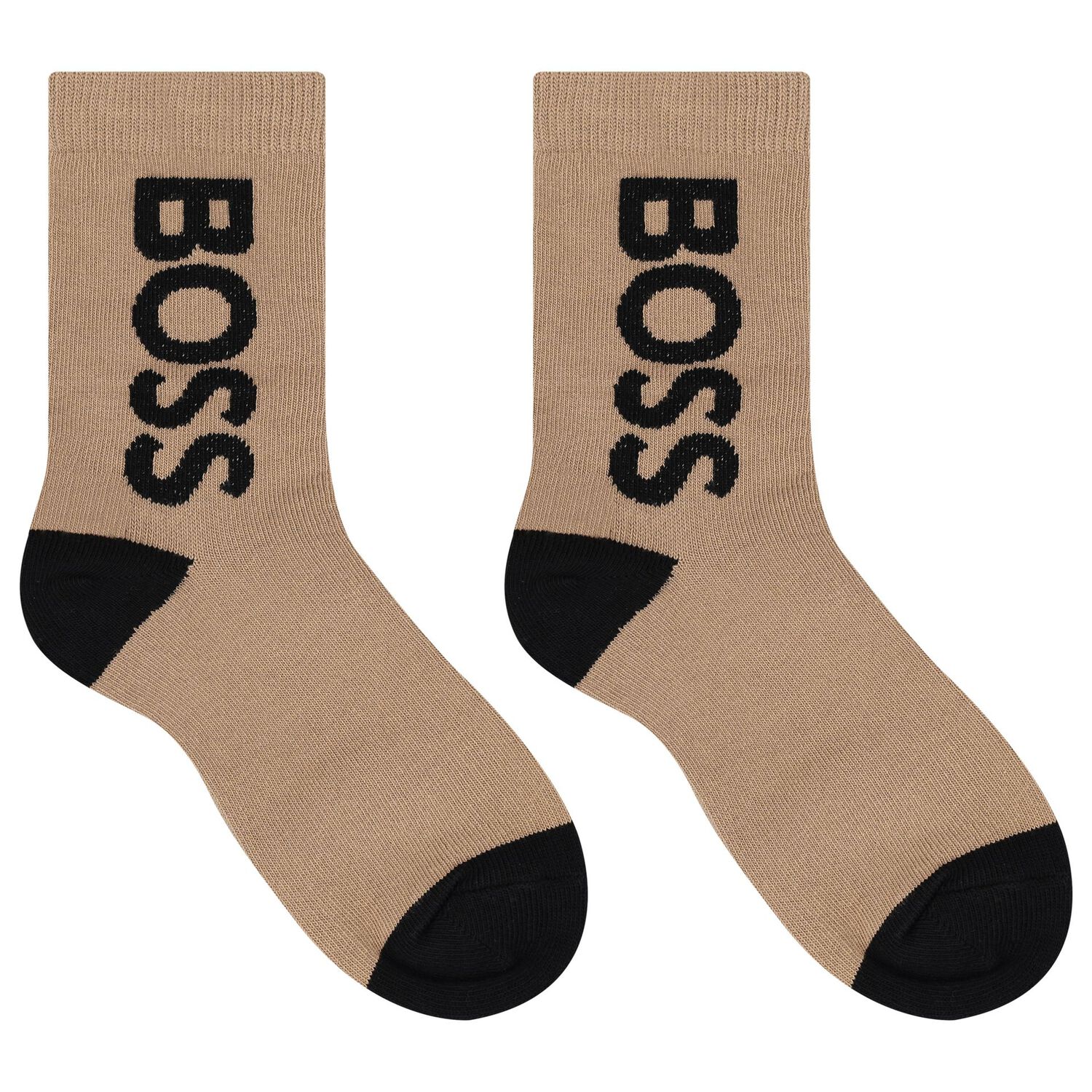 Boys Black & Beige Logo Socks, 1, hi-res image number null
