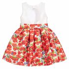 Girls White & Red Poppy Dress, 1, hi-res