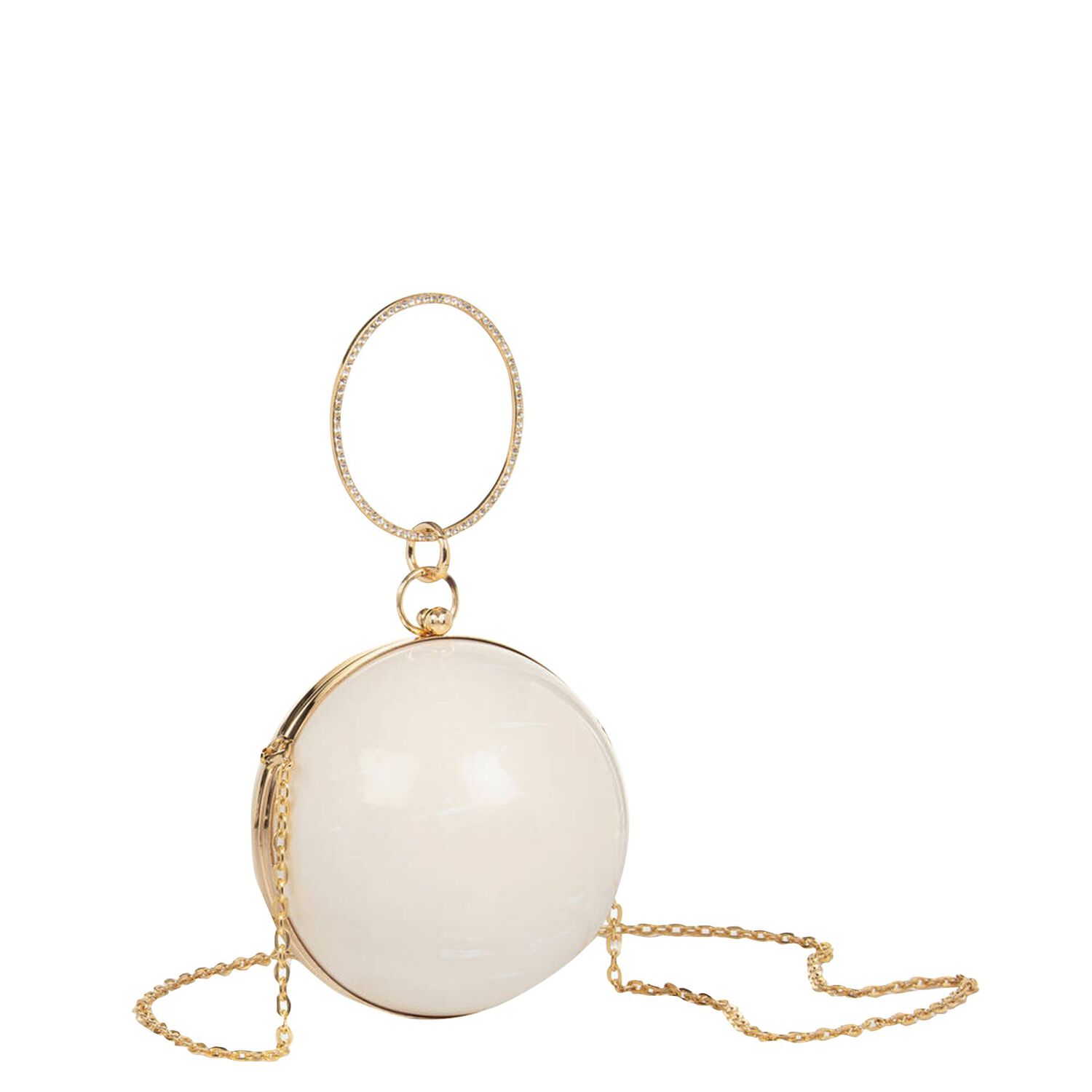 Girls Ivory & Gold Ball Bag, 1, hi-res