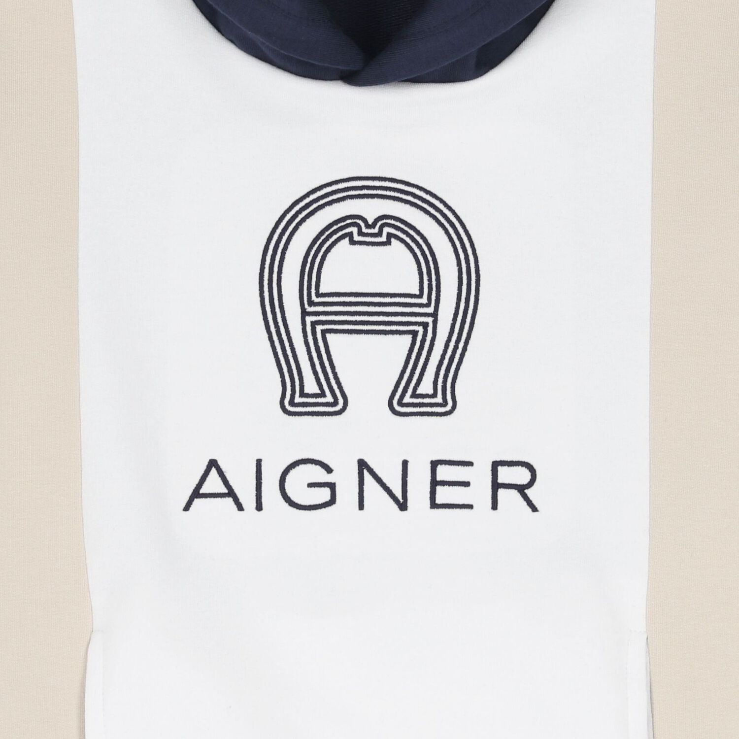 Boys Navy Blue & White Logo Hooded Top, 1, hi-res