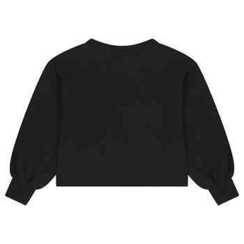 Girls Black Teddy Bear Logo Sweatshirt